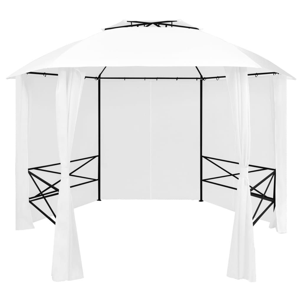 Gartenpavillon Mit Vorhängen Sechseckig 360X265 Cm