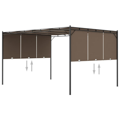 Gartenpavillon Mit Seitenvorhang 4X3X2,25 M Taupe