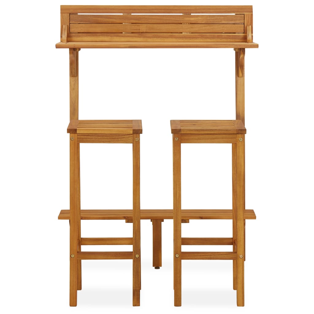 3-Tlg. Balkon-Bar-Set Massivholz Akazie