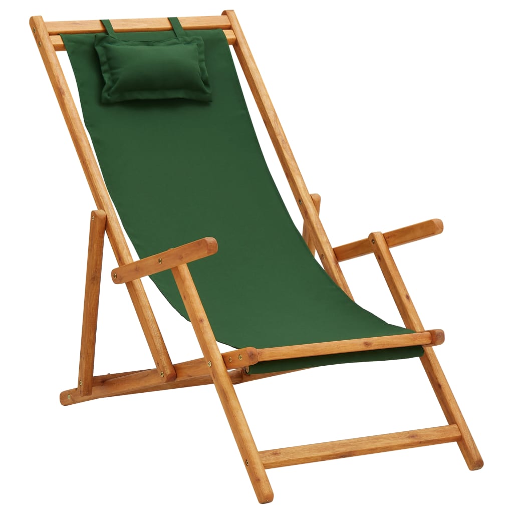 Strandstuhl Klappbar Massivholz Eukalyptus Und Stoff