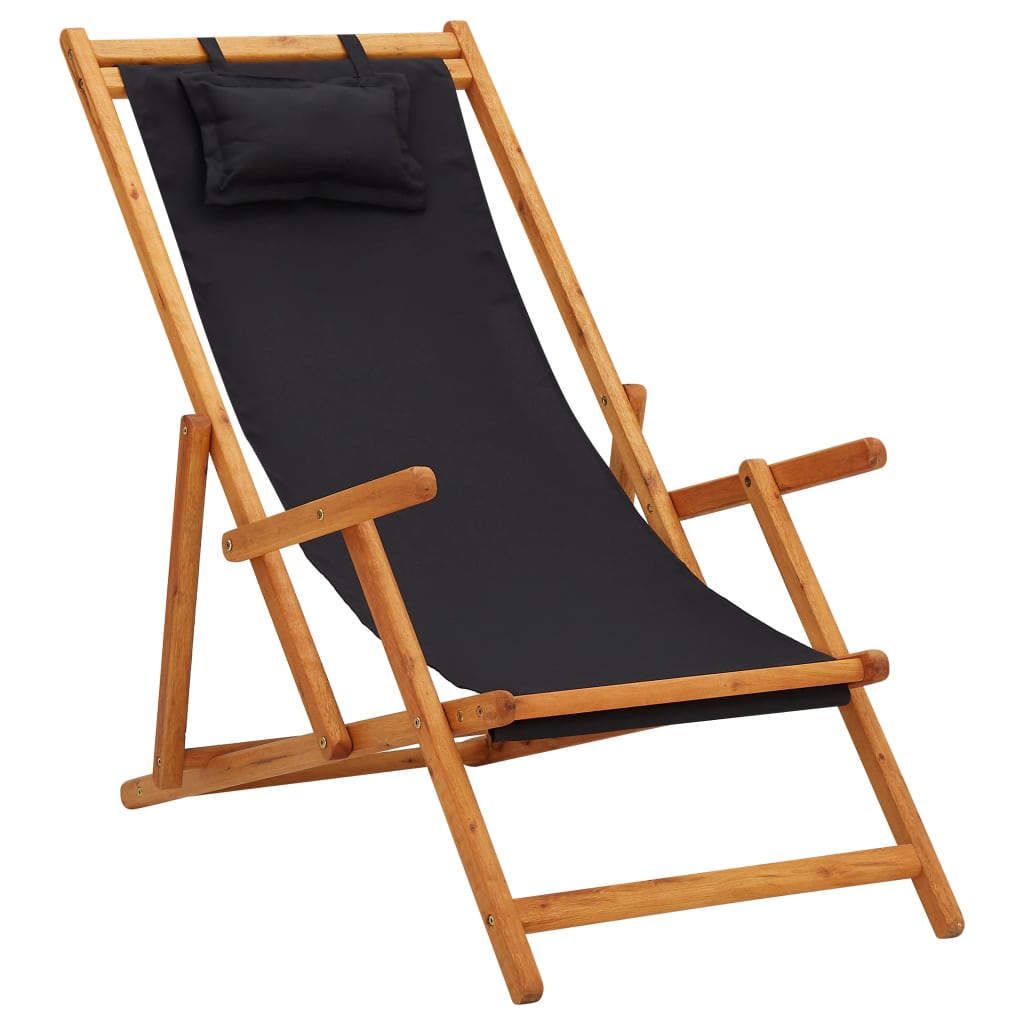 Strandstuhl Klappbar Massivholz Eukalyptus Und Stoff