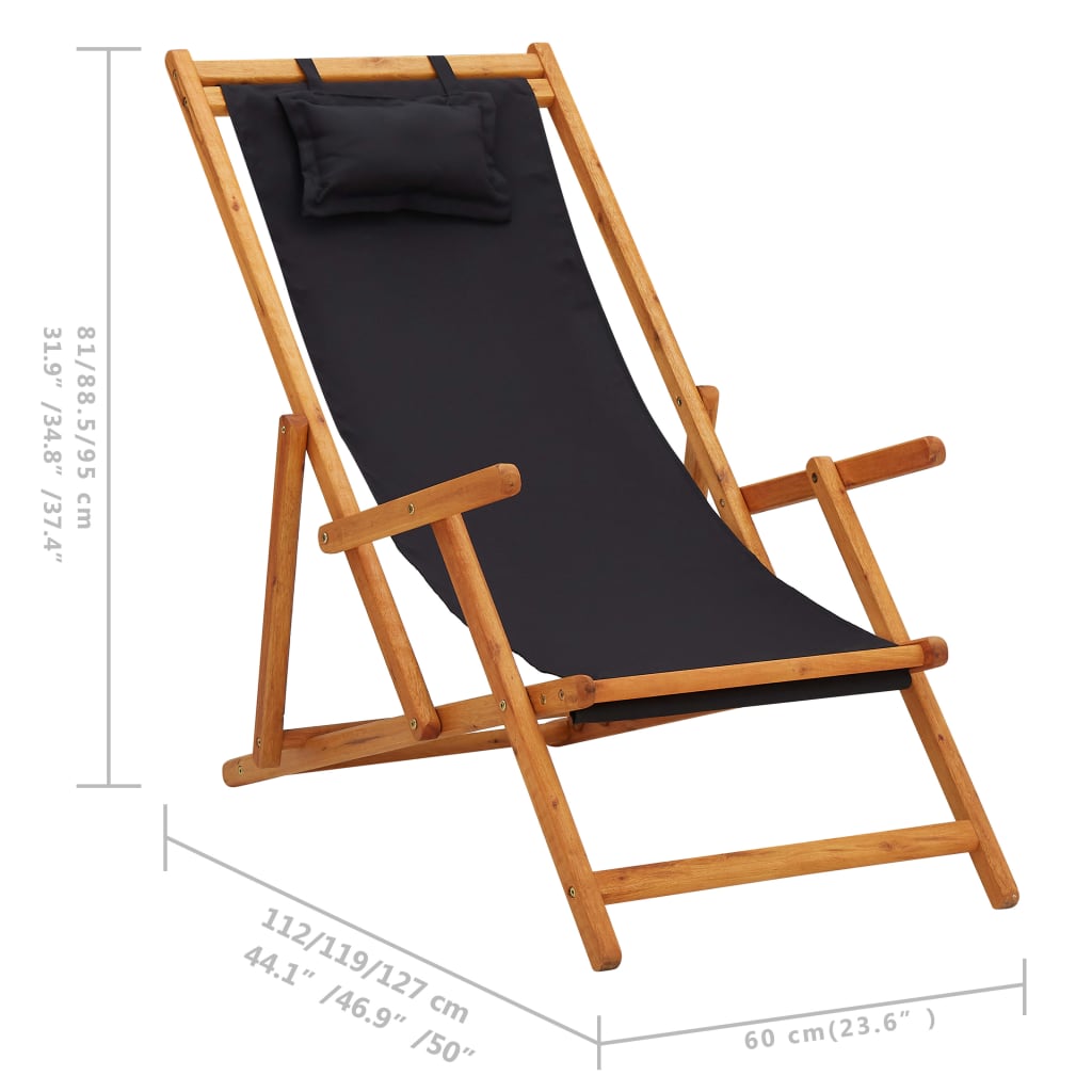Strandstuhl Klappbar Massivholz Eukalyptus Und Stoff