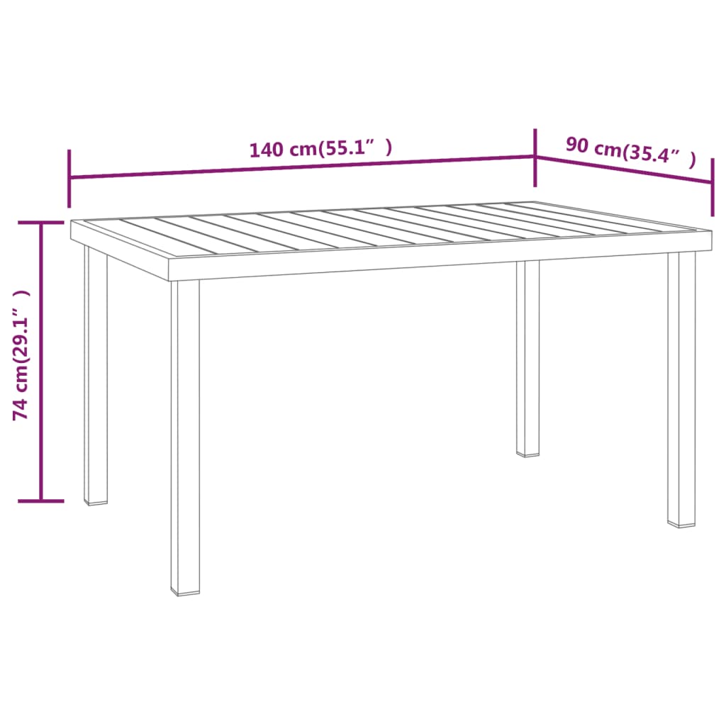 Gartentisch 140X90X74 Cm Aluminium Und Wpc