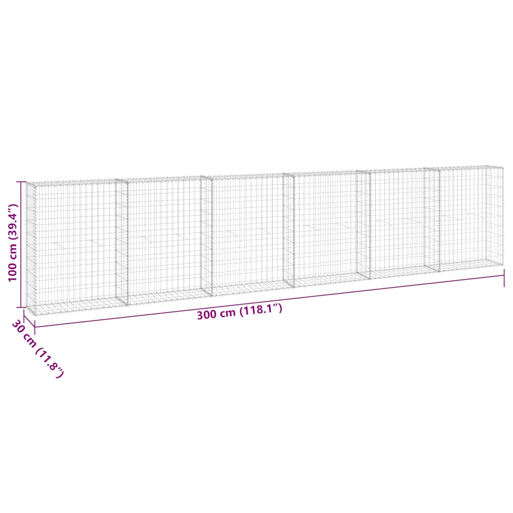 Gabionenwand Mit Abdeckung Verzinkter Stahl