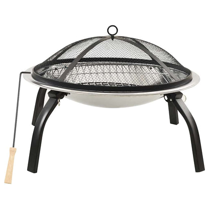 2In1 Feuerschale Und Grill Mit Schürhaken 56X56X49 Cm Edelstahl
