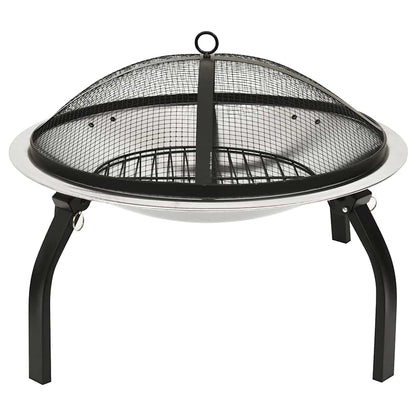 2In1 Feuerschale Und Grill Mit Schürhaken 56X56X49 Cm Edelstahl