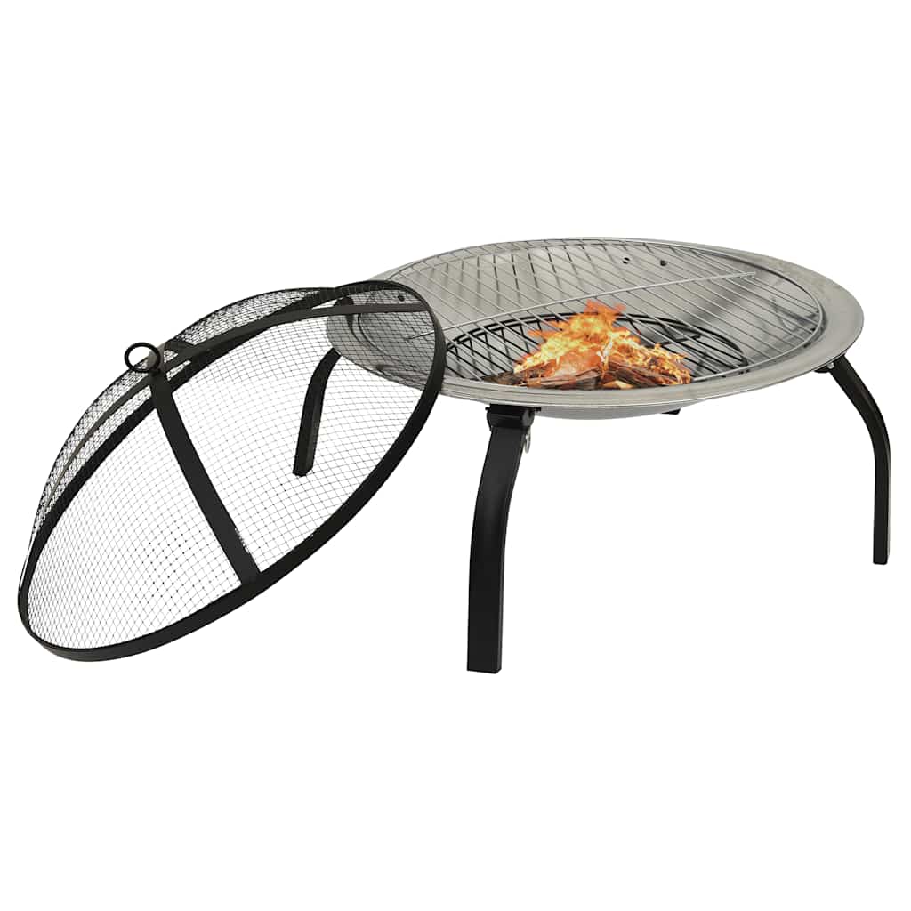 2In1 Feuerschale Und Grill Mit Schürhaken 56X56X49 Cm Edelstahl