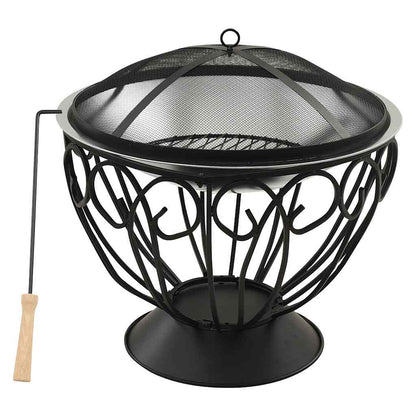 2In1 Feuerschale Und Grill Mit Schürhaken 59X59X60 Cm Edelstahl Braun