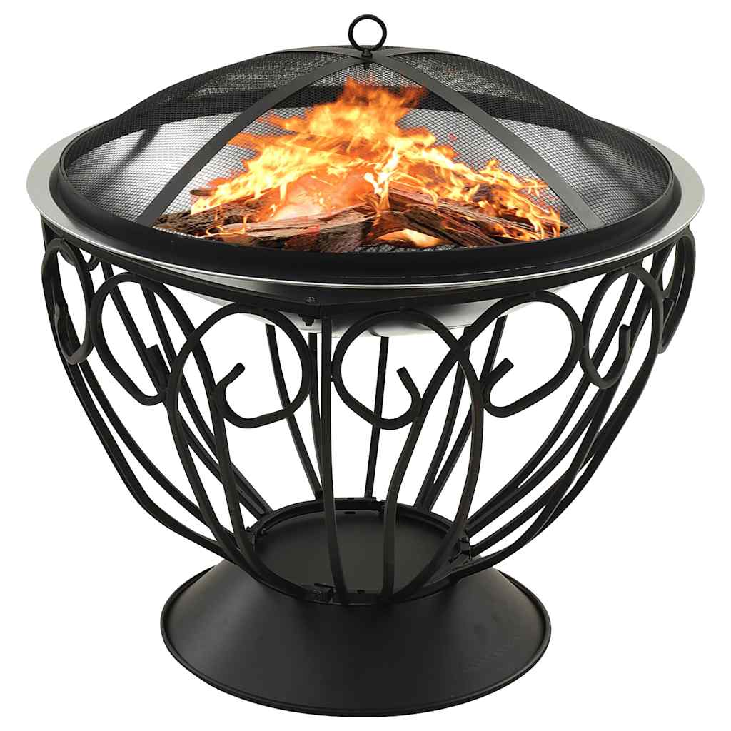2In1 Feuerschale Und Grill Mit Schürhaken 59X59X60 Cm Edelstahl Braun