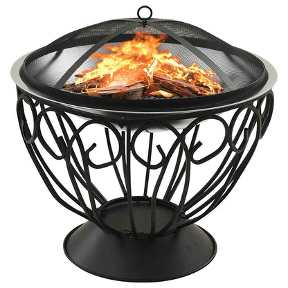 2In1 Feuerschale Und Grill Mit Schürhaken 59X59X60 Cm Edelstahl Braun