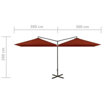 Doppel-Sonnenschirm Mit Stahl-Mast 600X300 Cm
