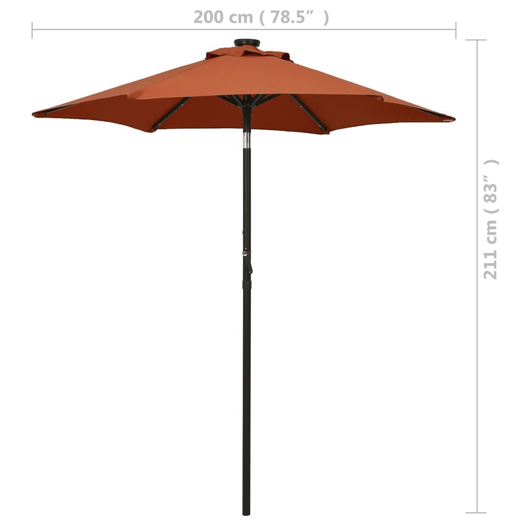 Sonnenschirm Mit Led-Beleuchtung 200X211 Cm Alu