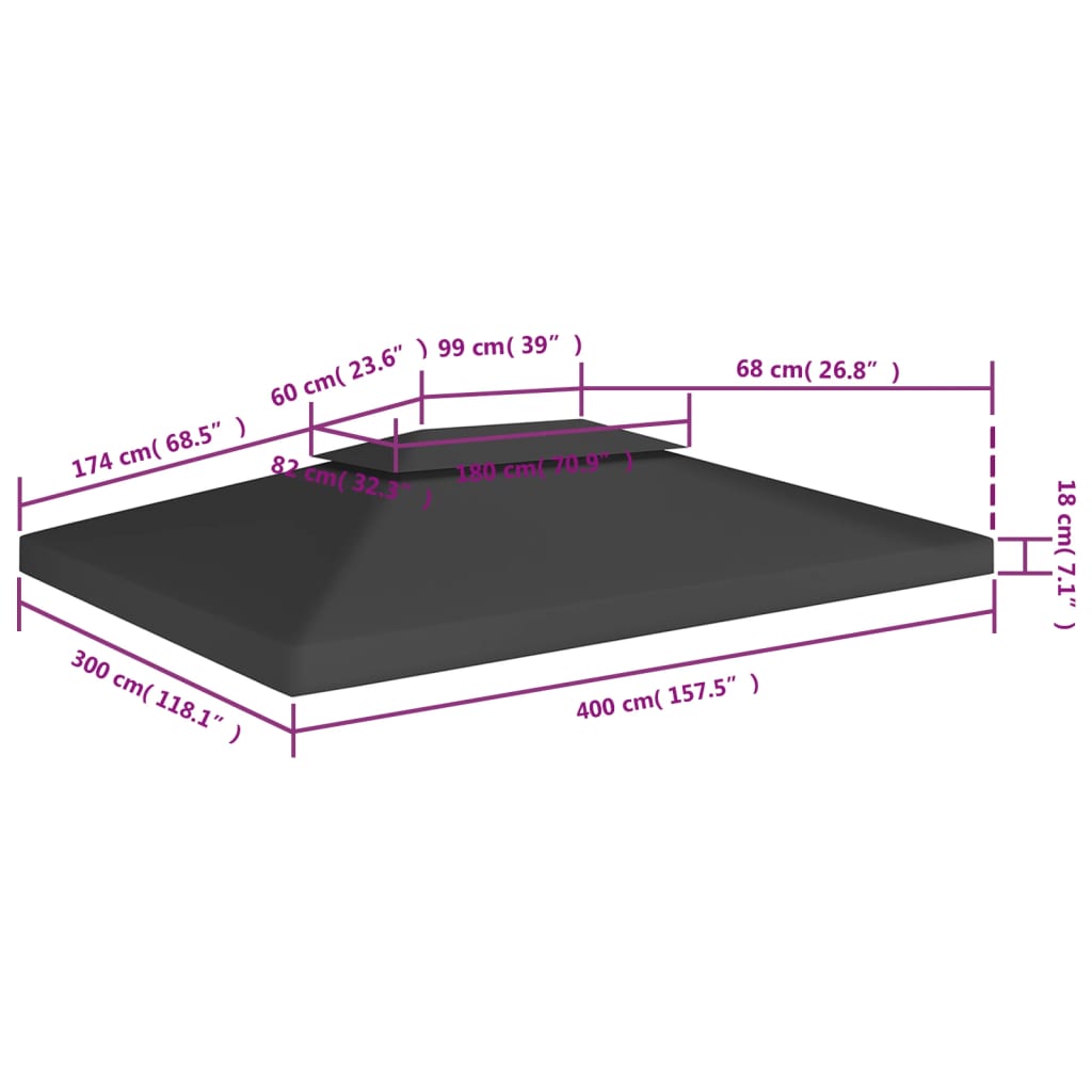 Pavillon-Dachplane Mit Kaminabzug 310 G/M² 4X3 M