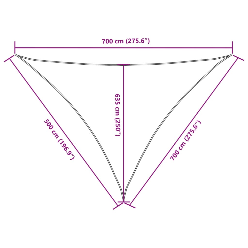 Sonnensegel Oxford-Gewebe Dreieckig 5X7X7 M Creme
