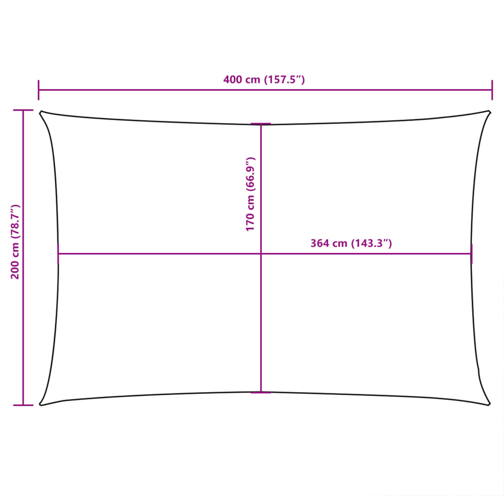 Sonnensegel Oxford-Gewebe Rechteckig 2X4 M Schwarz