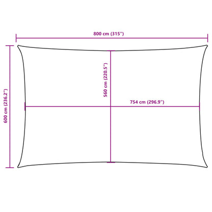 Sonnensegel Oxford-Gewebe Rechteckig 6X8 M Schwarz