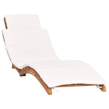 Klappbare Sonnenliege Mit Cremeer Auflage Massivholz Teak