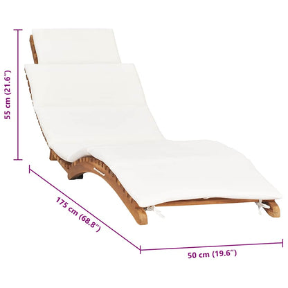 Klappbare Sonnenliege Mit Cremeer Auflage Massivholz Teak