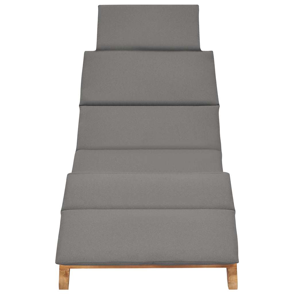 Klappbare Sonnenliege Mit Dunkeler Auflage Massivholz Teak