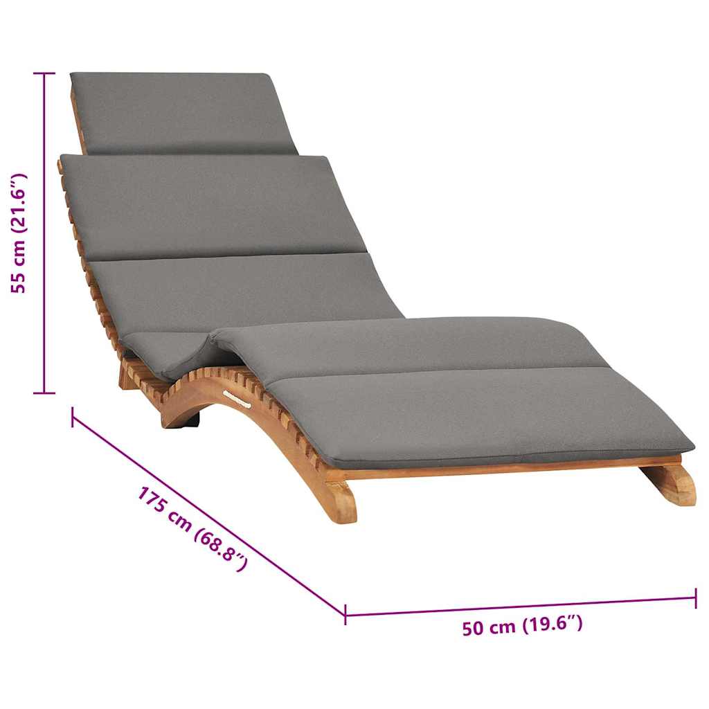 Klappbare Sonnenliege Mit Dunkeler Auflage Massivholz Teak