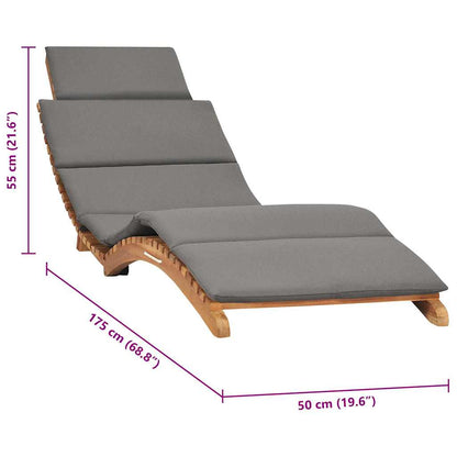 Klappbare Sonnenliege Mit Dunkeler Auflage Massivholz Teak