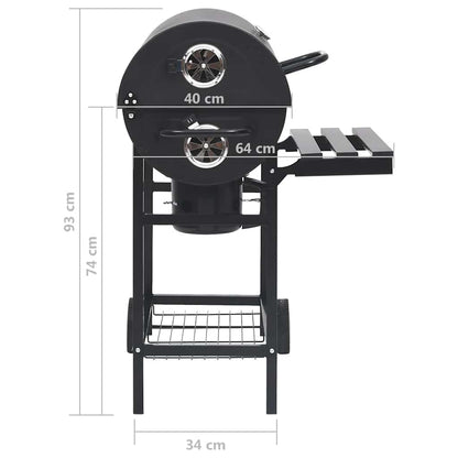 Grillwagen Mit Rädern Und Ablagen Schwarz Stahl 115X85X95 Cm