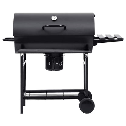 Grillwagen Mit Rädern Und Ablagen Schwarz Stahl 115X85X95 Cm