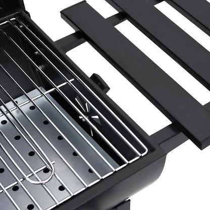 Grillwagen Mit Rädern Und Ablagen Schwarz Stahl 115X85X95 Cm