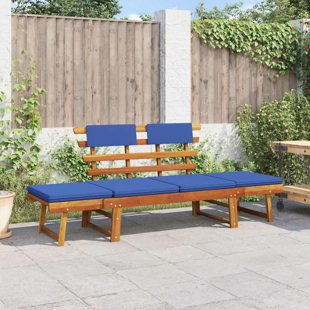 2-In-1 Gartenliege Mit Auflage 190 Cm Massivholz Akazie