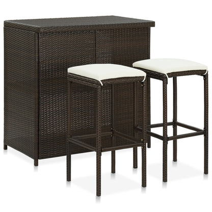 3-Tlg. Bar Set Poly Rattan Grau