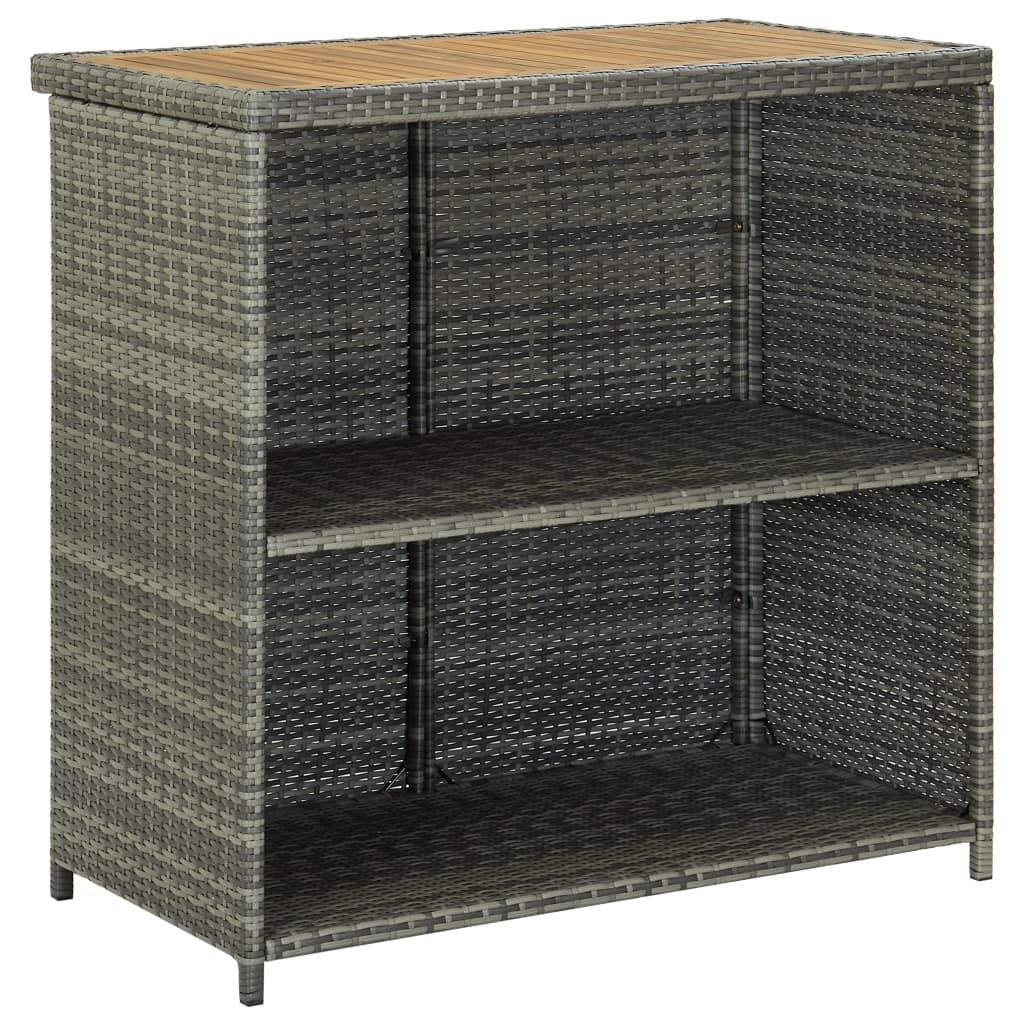 3-Tlg. Bar Set Poly Rattan Grau