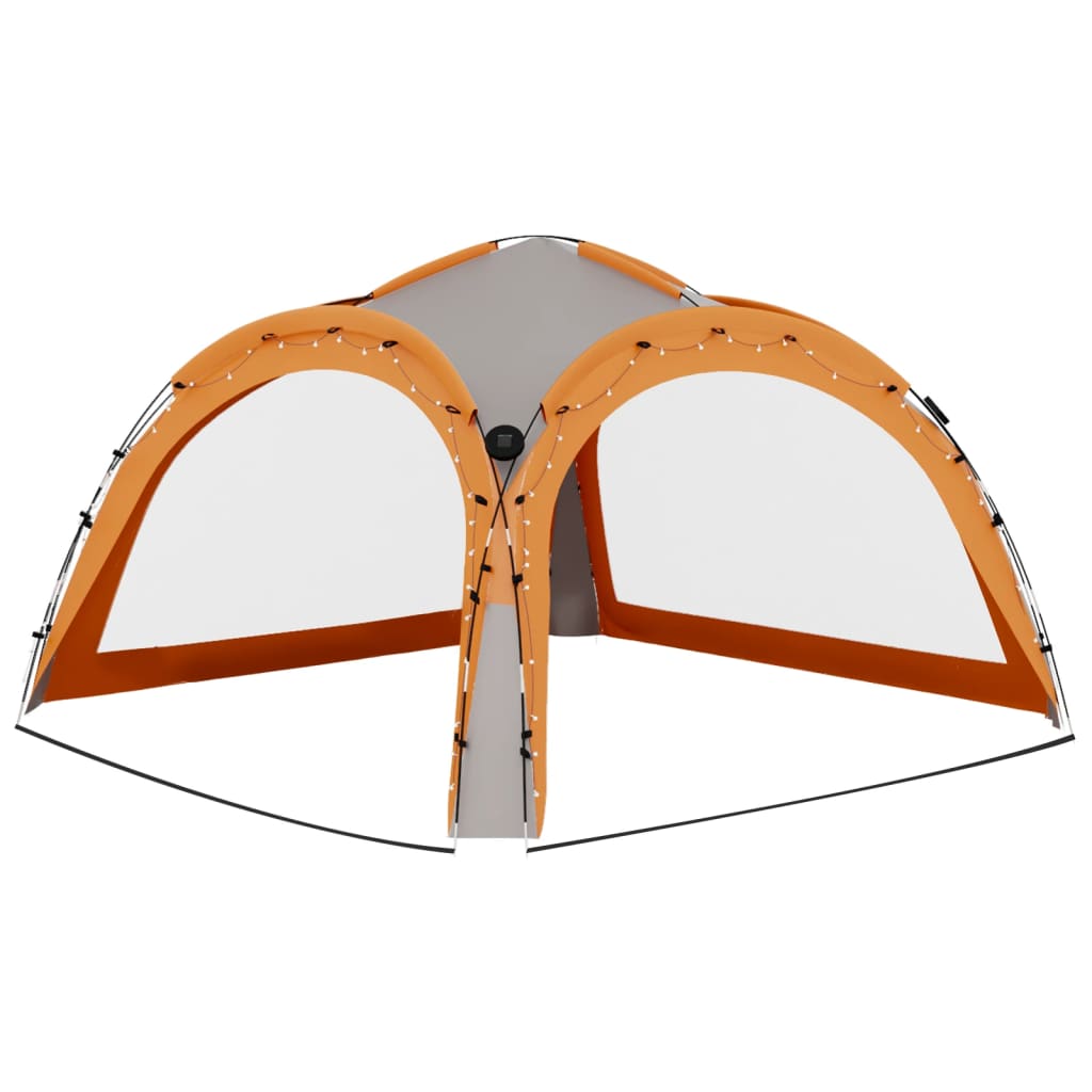 Partyzelt Mit Led Und 4 Seitenwänden 3,6X3,6X2,3 M Grau&Orange Blau