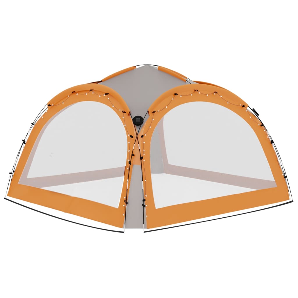 Partyzelt Mit Led Und 4 Seitenwänden 3,6X3,6X2,3 M Grau&Orange Blau