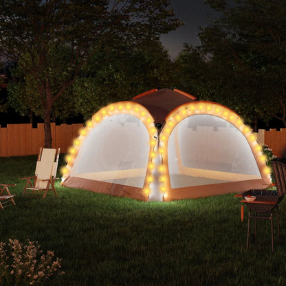 Partyzelt Mit Led Und 4 Seitenwänden 3,6X3,6X2,3 M Grau&Orange Blau