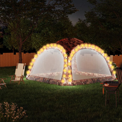 Partyzelt Mit Led Und 4 Seitenwänden 3,6X3,6X2,3 M Tarnfarben