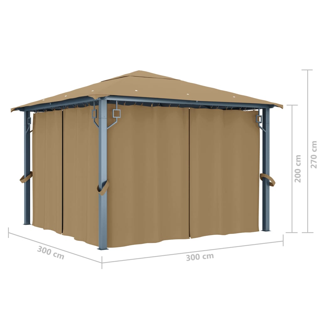 Pavillon Mit Vorhang 300X300 Cm Aluminium