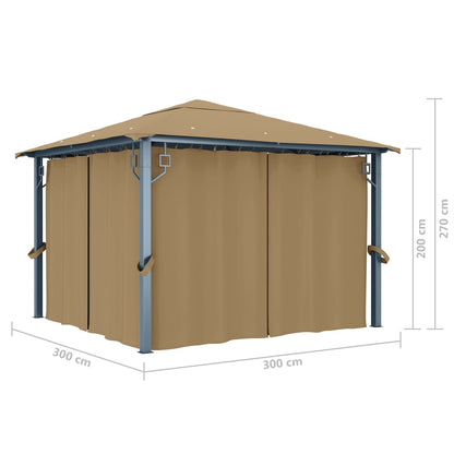 Pavillon Mit Vorhang 300X300 Cm Aluminium