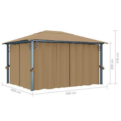 Pavillon Mit Vorhang 400X300 Cm Aluminium