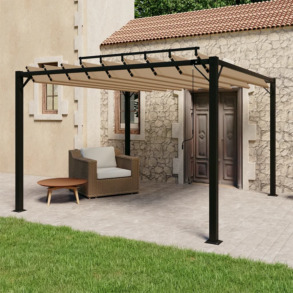 Pergola Mit Lamellendach 3X3 M Stoff Und Aluminium