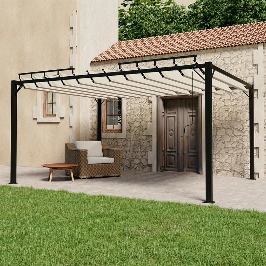 Pergola Mit Lamellendach 3X4 M Stoff Und Aluminium