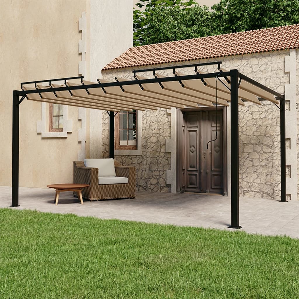 Pergola Mit Lamellendach 3X4 M Stoff Und Aluminium
