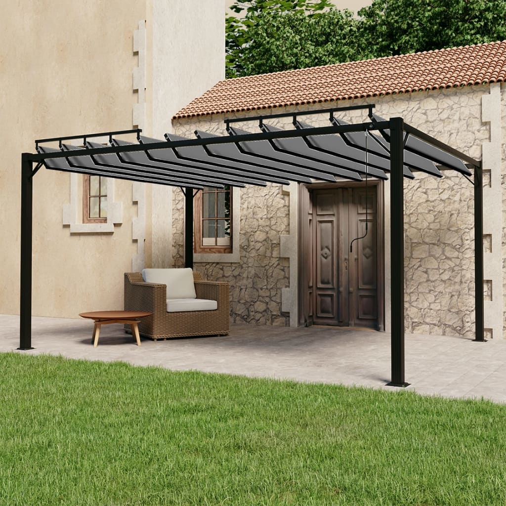Pergola Mit Lamellendach 3X4 M Stoff Und Aluminium