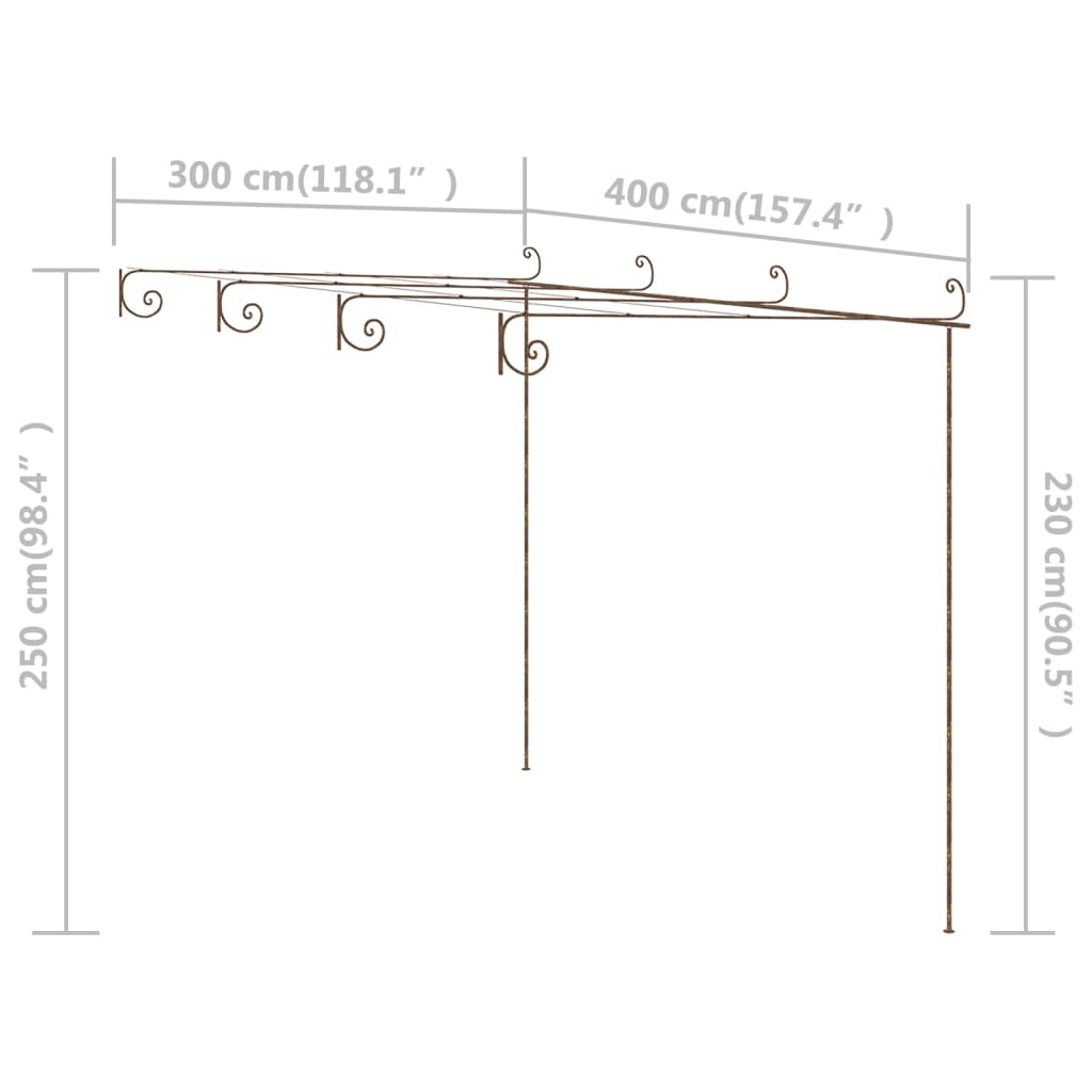 Garten-Pergola Antik-Braun 4X3X2,5 M Eisen