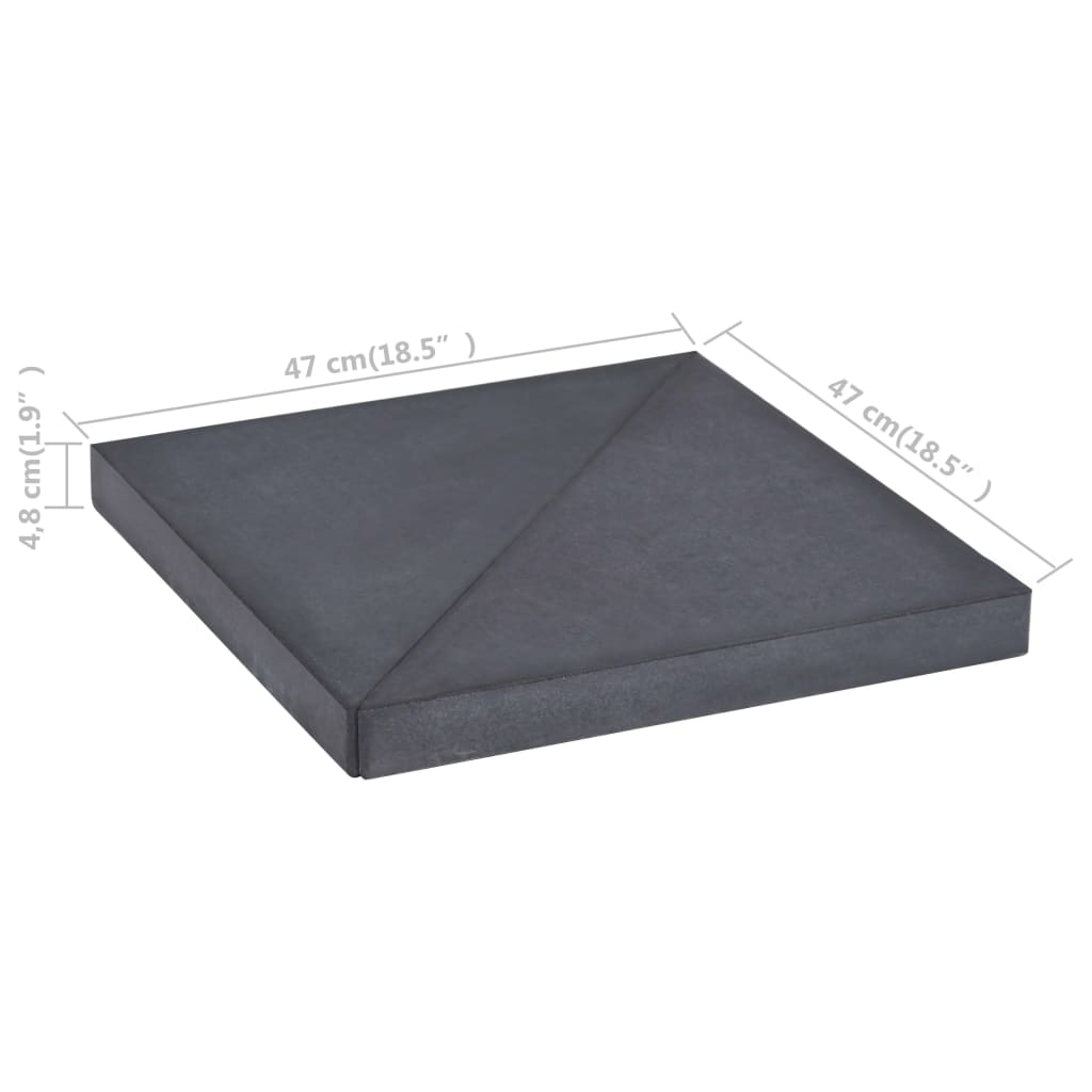 Sonnenschirm-Gewichtsplatte Schwarz Granit Quadratisch 15 Kg