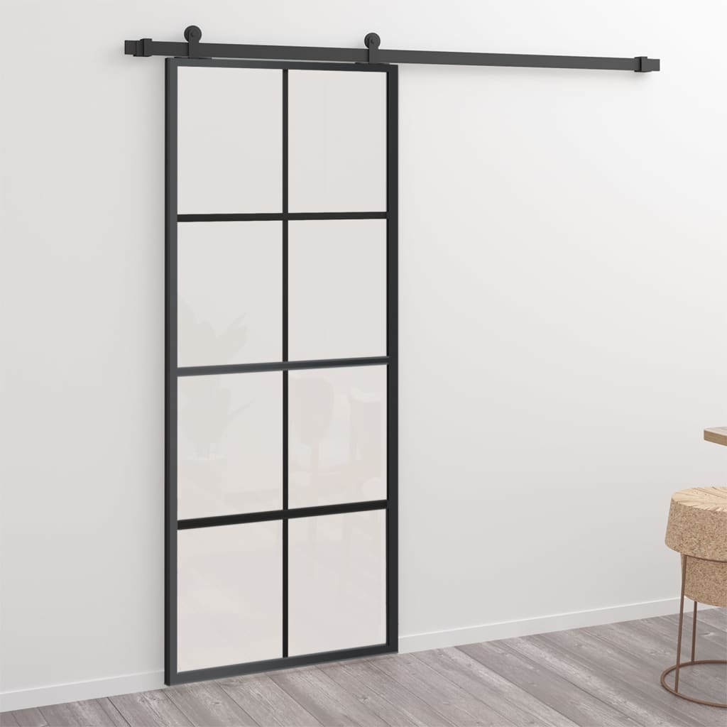 Schiebetür Aluminium Und Esg-Glas Mit Beschlägen 76X205 Cm Gelb Und Weiß (Weißer Rahmen)