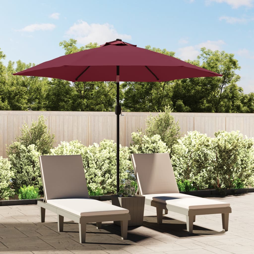 Sonnenschirm Mit Led-Leuchten Und Stahlmast 300 Cm