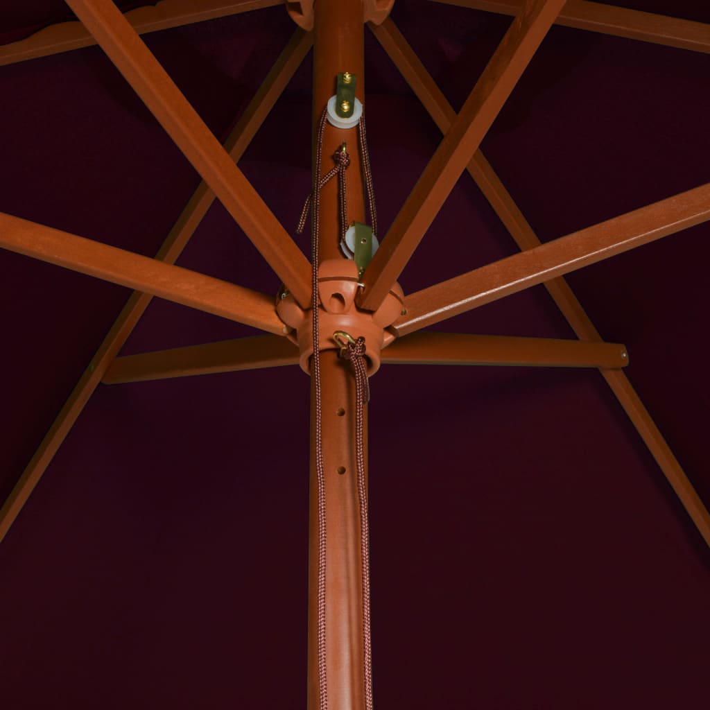 Sonnenschirm Mit Holz-Mast 200X300 Cm Bordeauxrot Grau
