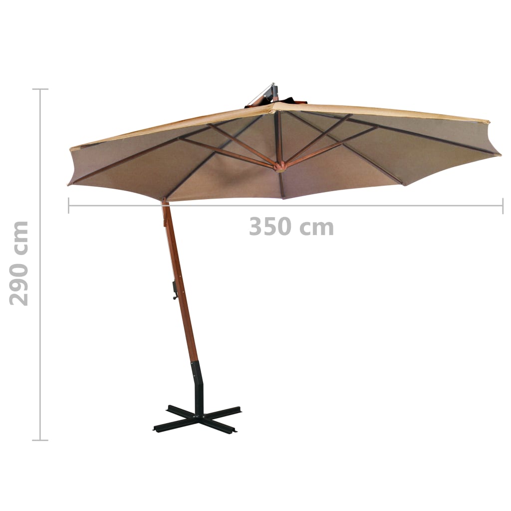 Ampelschirm Mit Mast 3,5X2,9 M Massivholz Tanne