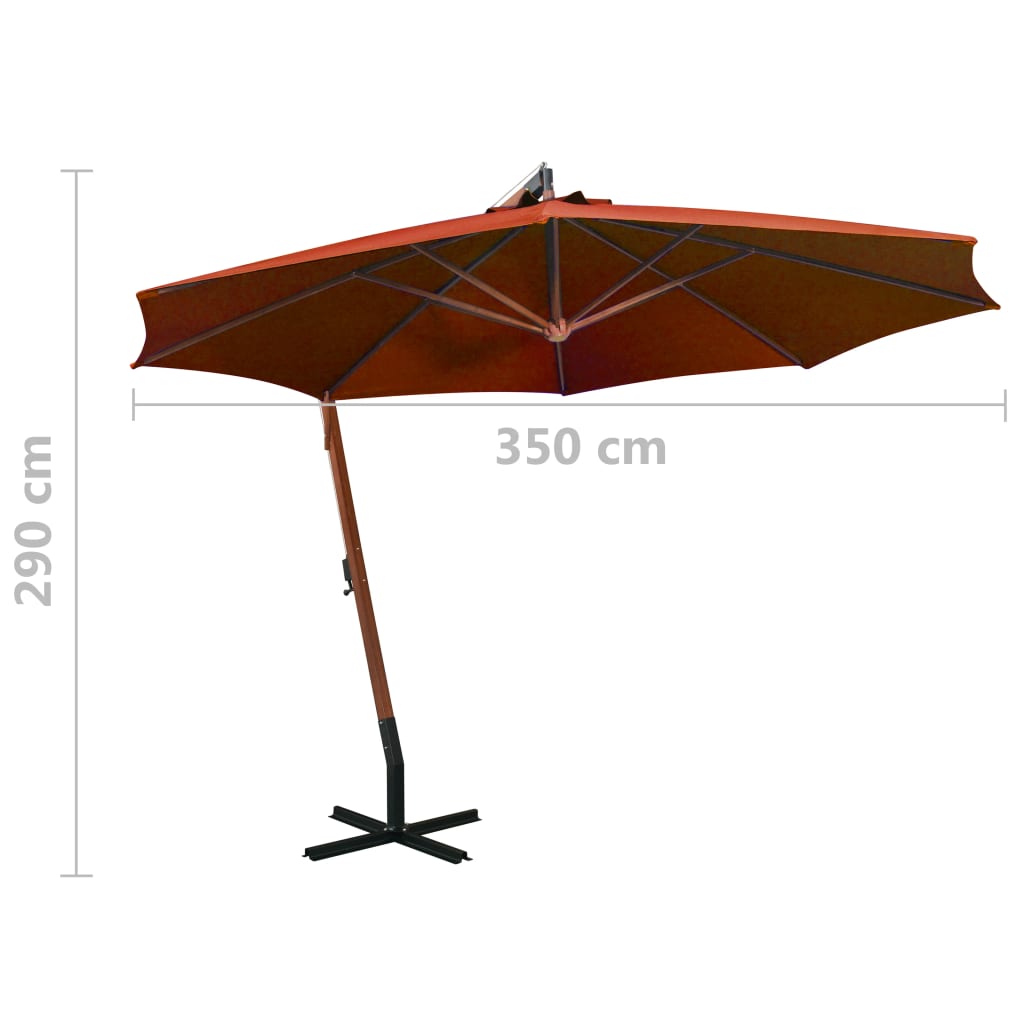 Ampelschirm Mit Mast 3,5X2,9 M Massivholz Tanne