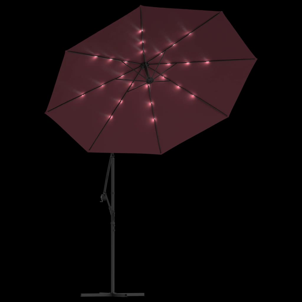 Ampelschirm Mit Led-Beleuchtung Und Stahl-Mast Wein